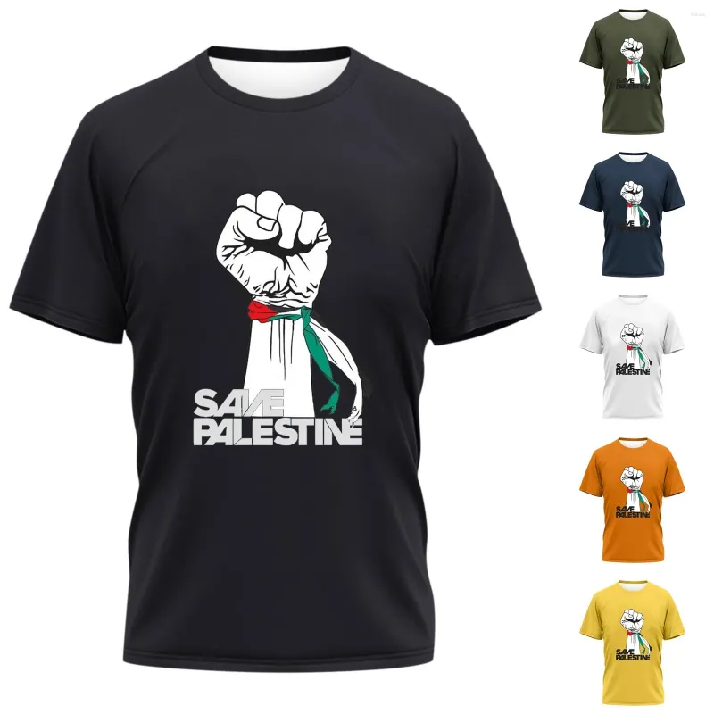 メンズフーディーズパレスチナの旗アラビア語Tシャツ半袖プリントラウンドネックカジュアルサマーDNA Tシャツトップ
