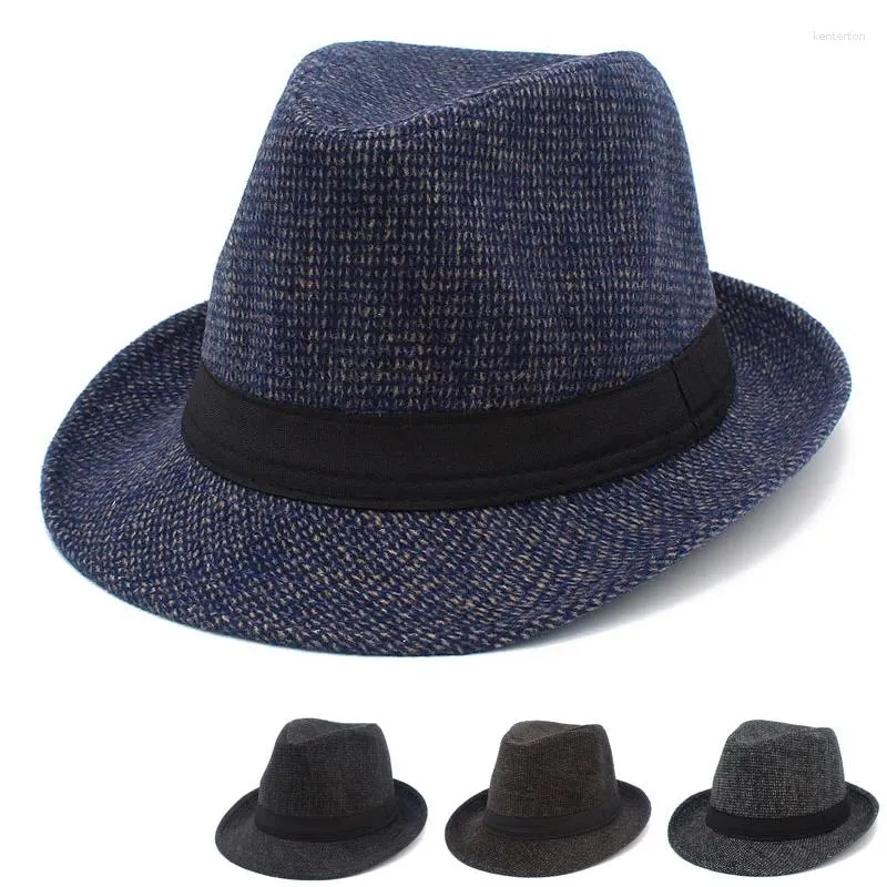 Bérets Fedora chapeaux hommes laine casquette automne hiver chaud chapeau classique Panama hommes Jazz Fedoras casquettes feutre Trilby armé