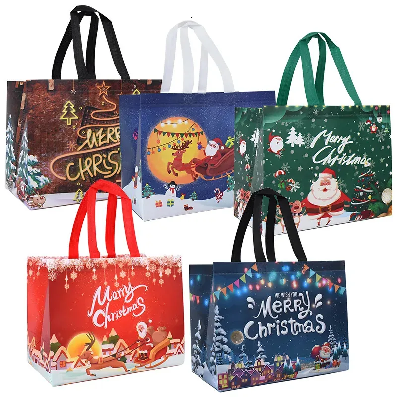 Present Wrap Christmas Bag Santa Claus Snowman Candy Packaging 2023 Merry Party Home Decor Navidad Noel 2024 År 231027