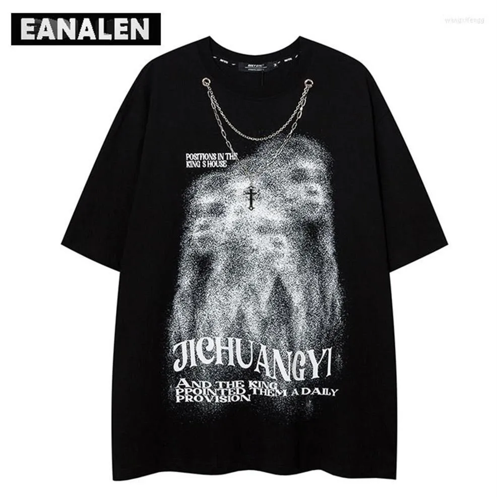 Men's T Shirts Vintage Illusion Portrait Graphic T-shirt Men's Oversized Street Dress Boyfriend Feng Harajuku Casual Graf232J