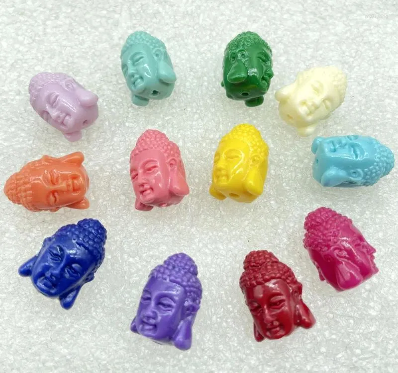 Pendant Necklaces 10pcs Synthetic Coral Buddha Pattern Punch Loose Beads For Jewelry Making DIY Necklace Bracelet Accessories