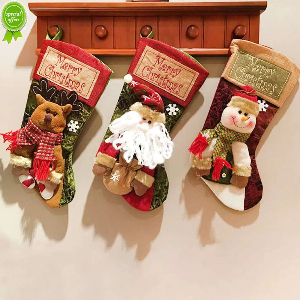 Christmas Socks Gift Bag Christmas Decorative Stockings Christmas Tree Hanger Candy Bag New Year Decoration For Home Xmas Gift