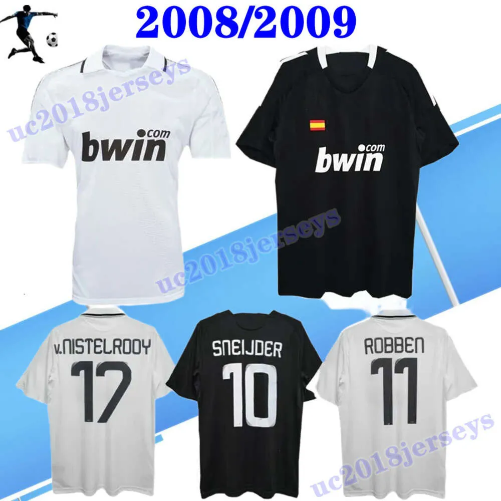 2008 2009 Raul Guti Sergio Ramos Retro Fußballtrikots 08 09 Sneijder Robben Home Away Vintage Cannavaro Marcelo Higuain Real Madrids