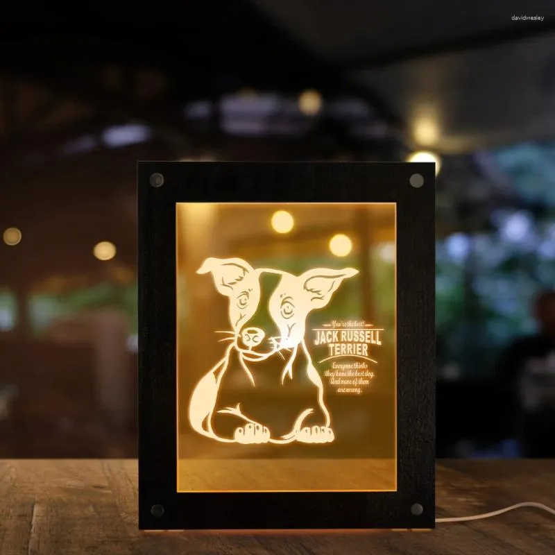 Night Lights Jack Rusell Terrier Dog Breed LED Lighting Po Frame Custom Accept Illuminated Display Light Puppy Pet Lover Home Decor