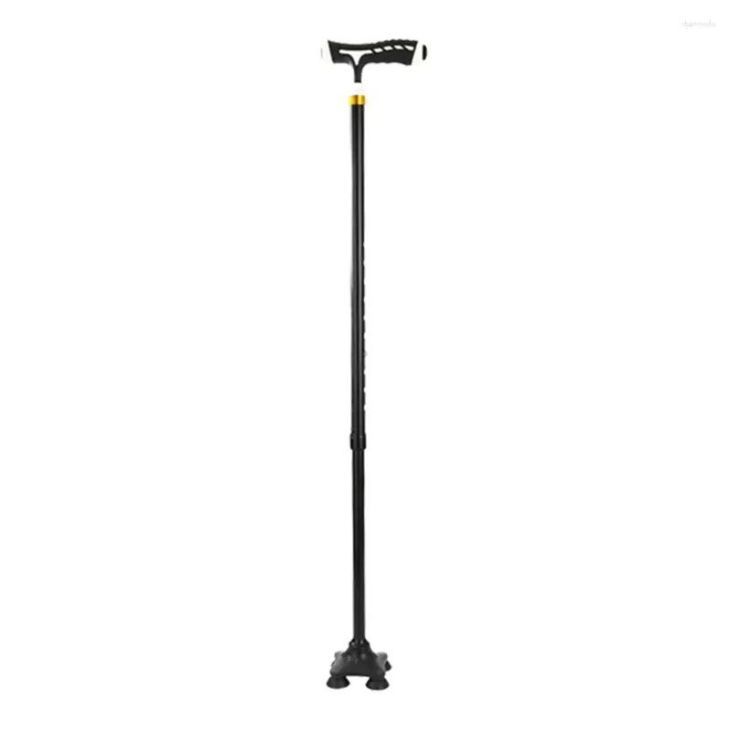 Trekking Poles Folding T-handle Hiking Anti-Slip Cane Elderly Walking Stick W/ Light