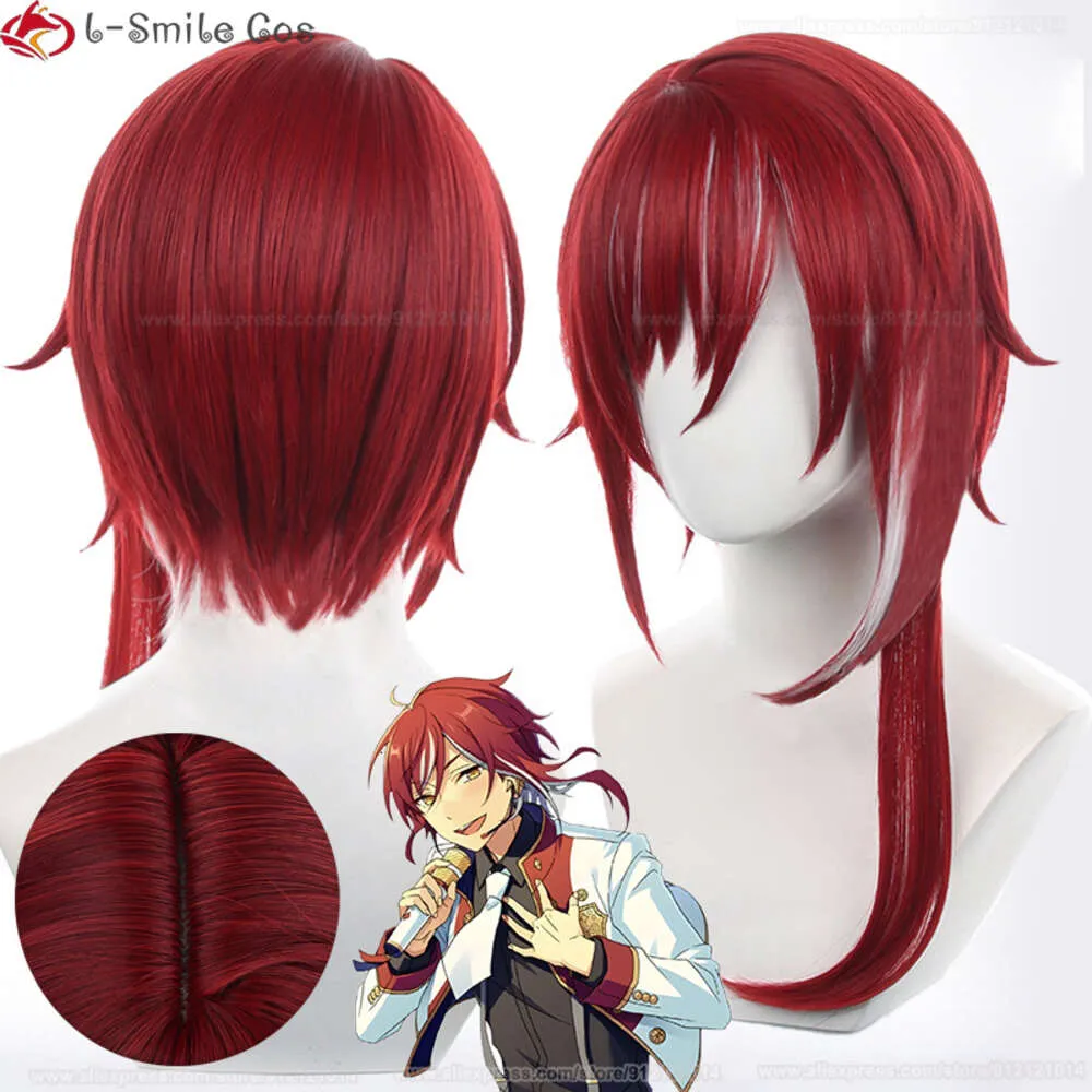 أزياء Catsuit Game Es Ensemble Stars Sakasaki Natsume Short Red Heat Hair Party Party Anime Cosplay Coms + Wig Cap