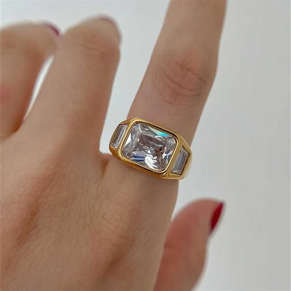 Med 18 K Gold Geo Band Statement Ring Women Jewlery Designer T Show Club Cocktail Party Rare Japan Korean 211217200G