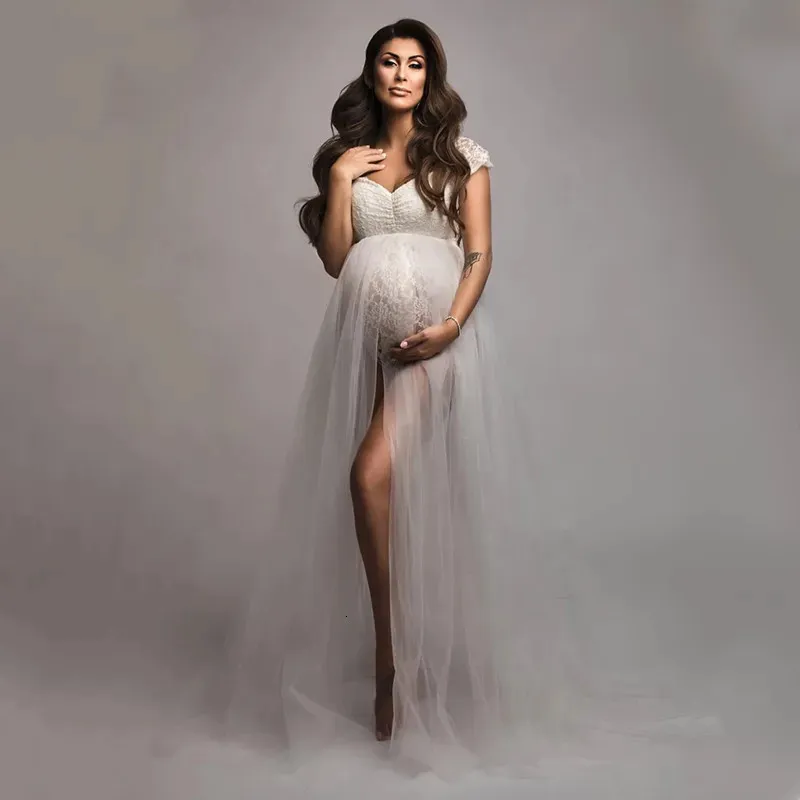 Maternity Dresses Pography Tulle Bodysuit Outfit Pregnant Woman Po Shoot with Dress 231026