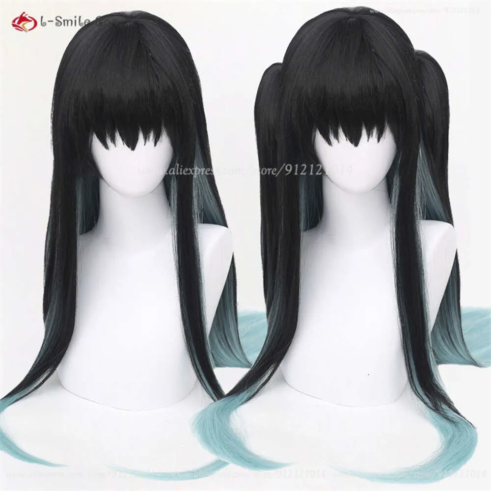 Catsuit Costumes Cosplay Black Gradient Green Tokitou Muichirou Anime Heat Resistant Synthetic Hair + Wig Cap