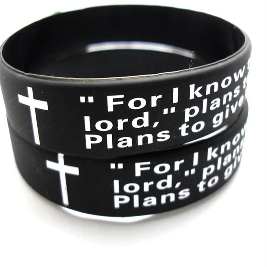 Bulk partier 100st engelska Jeremiah 2911 lords bön män mode kors silikon armband armband hela religiösa Jesus jude261c