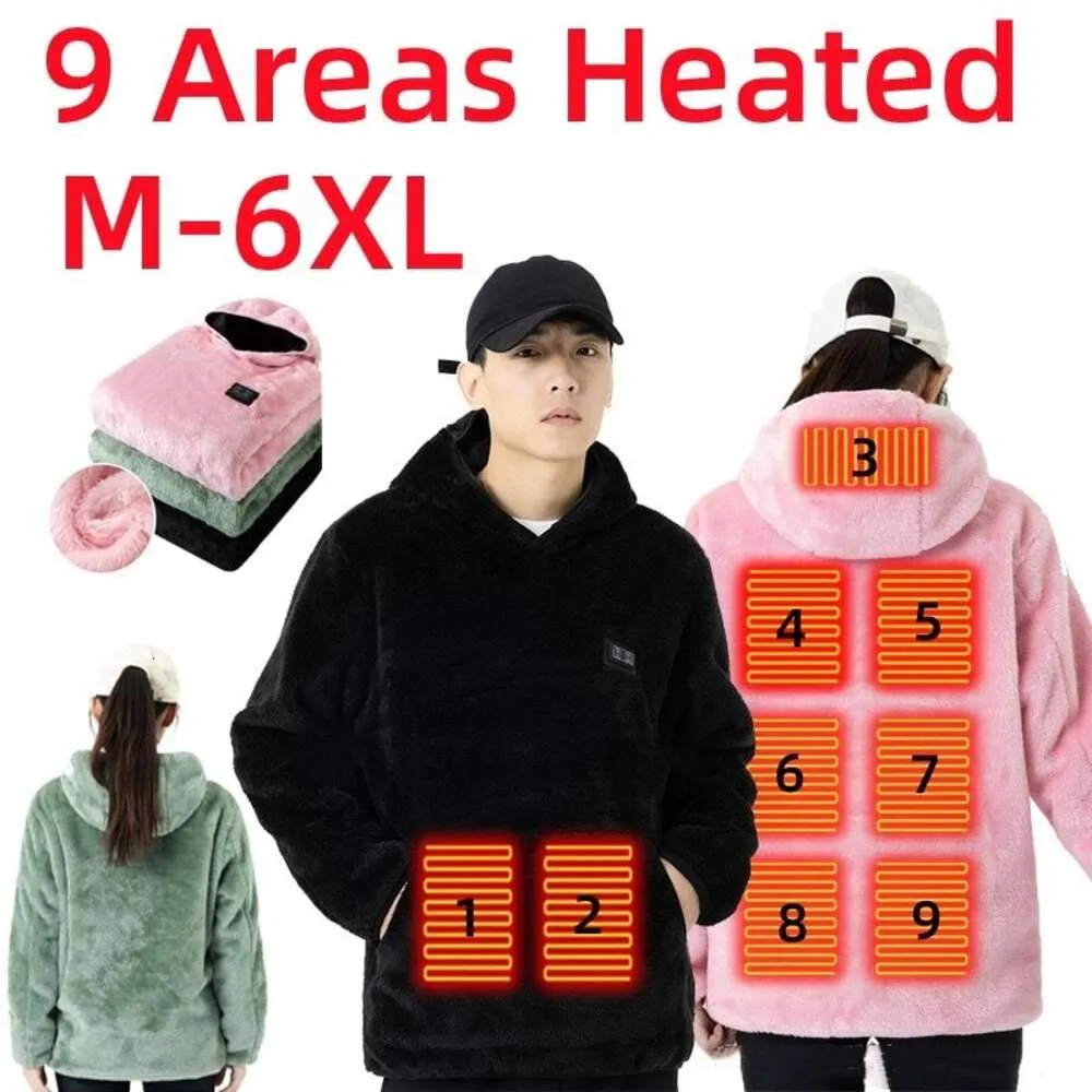 Aree di riscaldamento a infrarossi USB Felpe con cappuccio Gilet maglione riscaldato elettrico invernale per escursioni sportive Oversize M XL