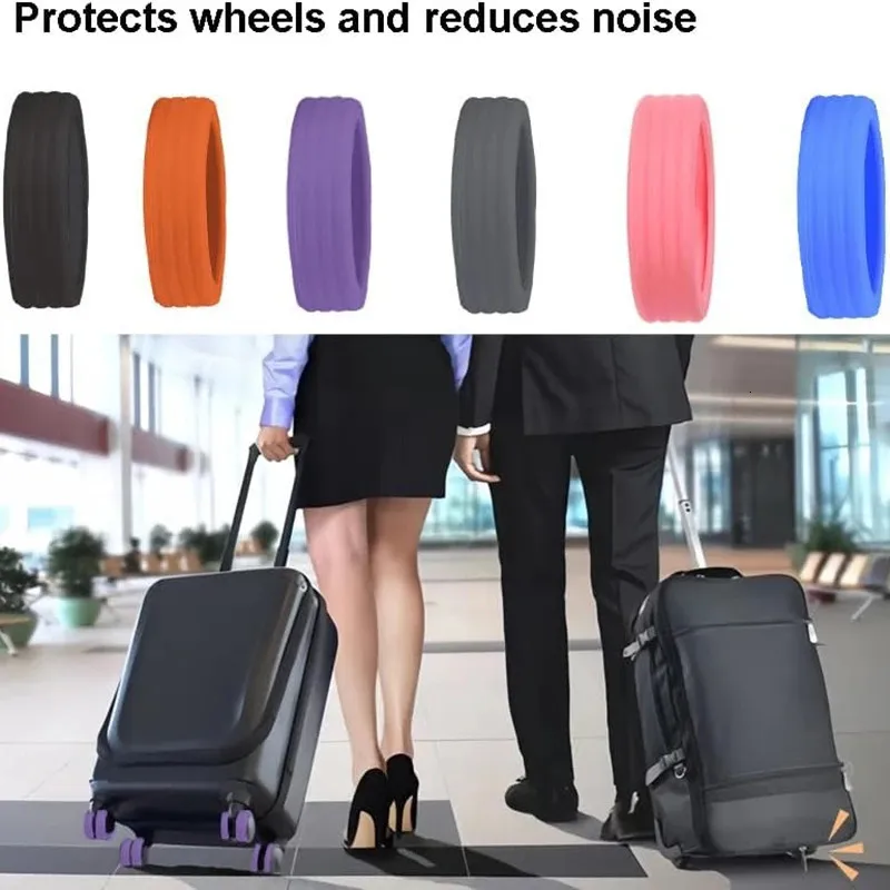 8 Fundas De Silicona Para Ruedas De Equipaje - Protector Antiruido Y Antidesgaste