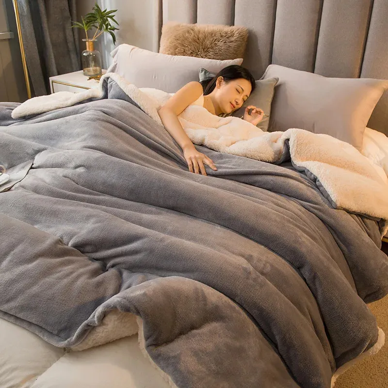 Decken Winter Fleece Super Soft Verdicken Einfarbig Warme Decke Für Couch Bett Bequeme Luxus Quilt Abdeckungen 231027
