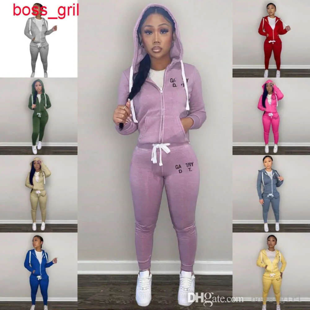 2023 Autunno Inverno Donna Tute sportive Tuta con cerniera Felpa con cappuccio Set a due pezzi Maglione di peluche Pantaloni sportivi Tuta da jogging