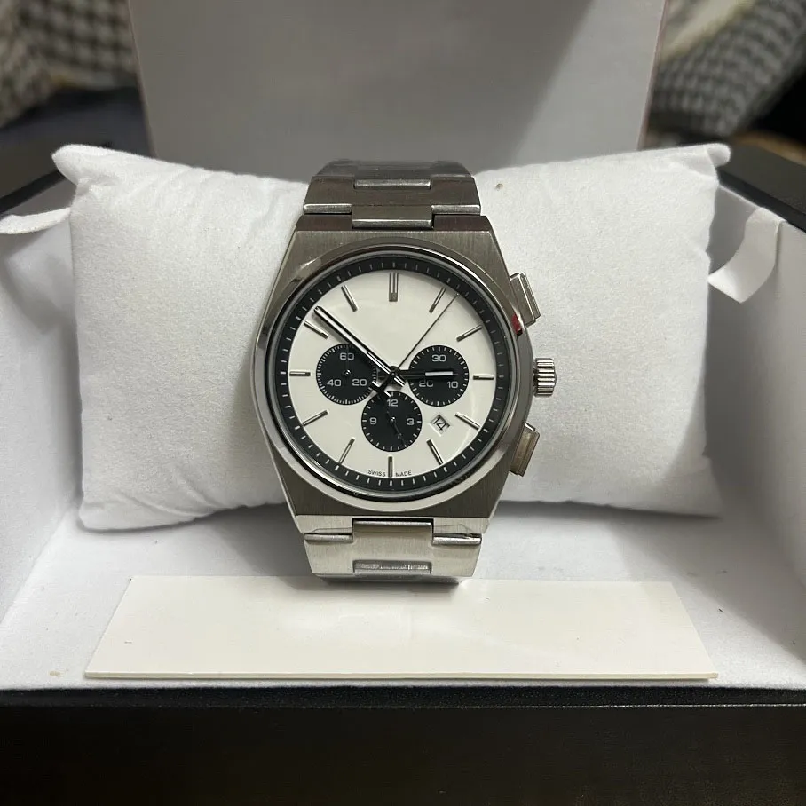 Men s Stainless Steel Quartz Watch with Black and White Dial Chronograph Date Display Luxury Style Thickened Glass Luminous Hands and Markers