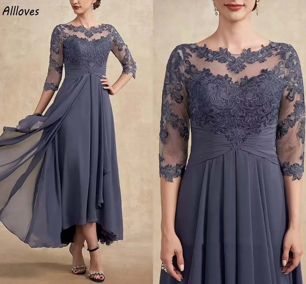 Chiffon charmant mère gris de la mariée Robes en dente