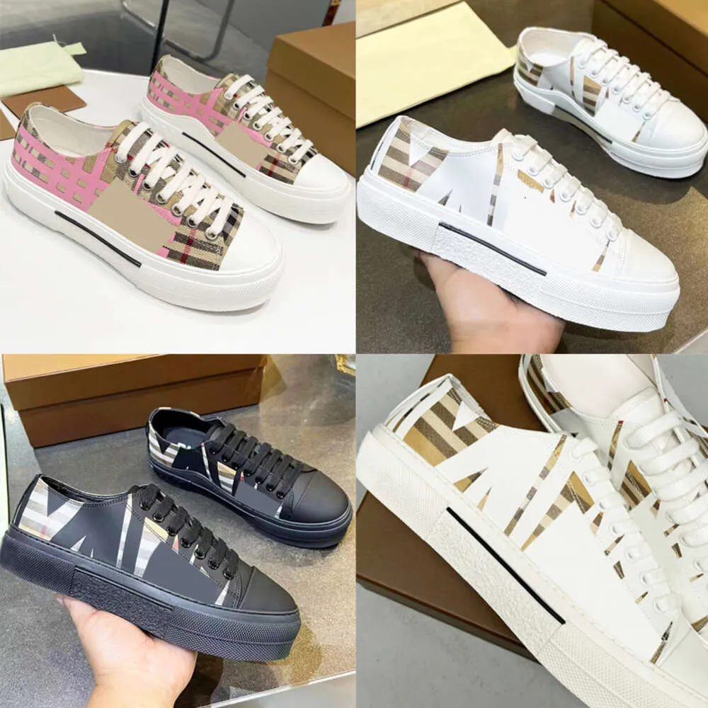 Projektant Casual Shoe Check Sneakers Men Platform Treners Różowe bawełniane buty na zewnątrz wysokiej jakości z pudełkiem nr485