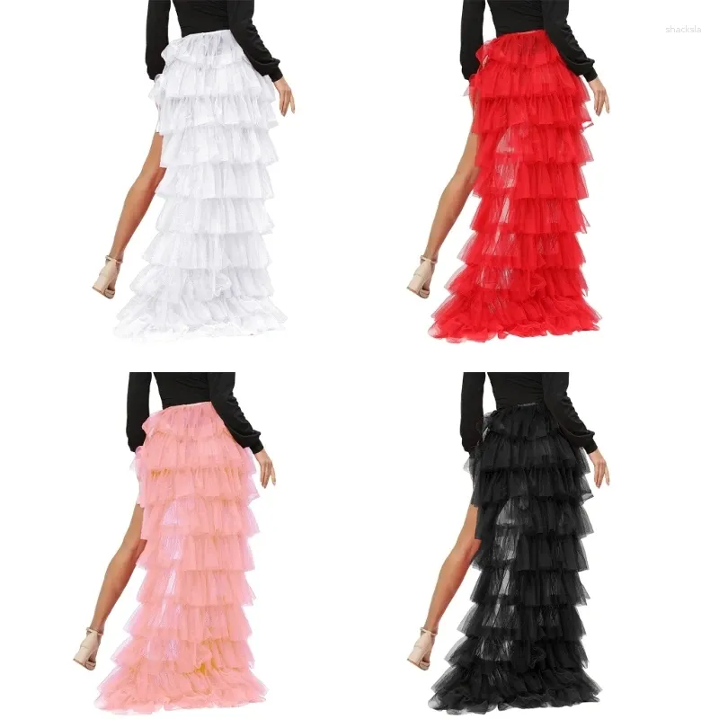 Юбки женские для свадебной вечеринки, макси-длинная фатиновая юбка длиной до пола, верхняя юбка со съемным шлейфом, длинная свадебная сетчатая юбка-пачка
