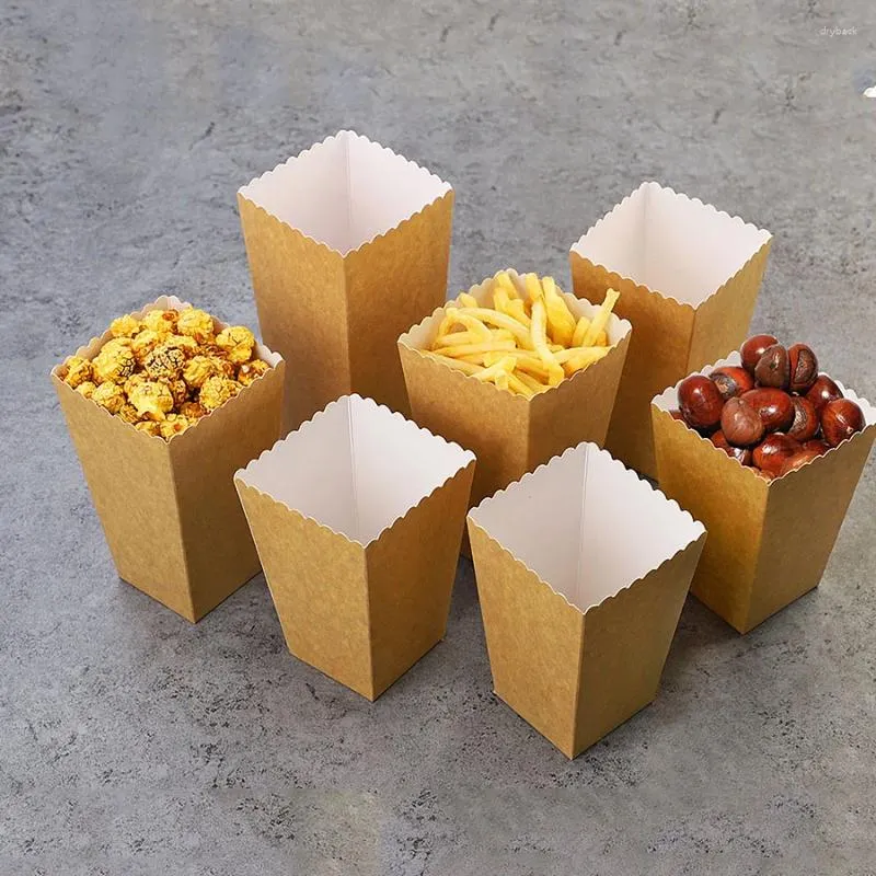 Present Wrap 20st Kraft Paper Popcorn Box Candy Favor Bag Xmas Wedding Birthday Chritsmas för barn