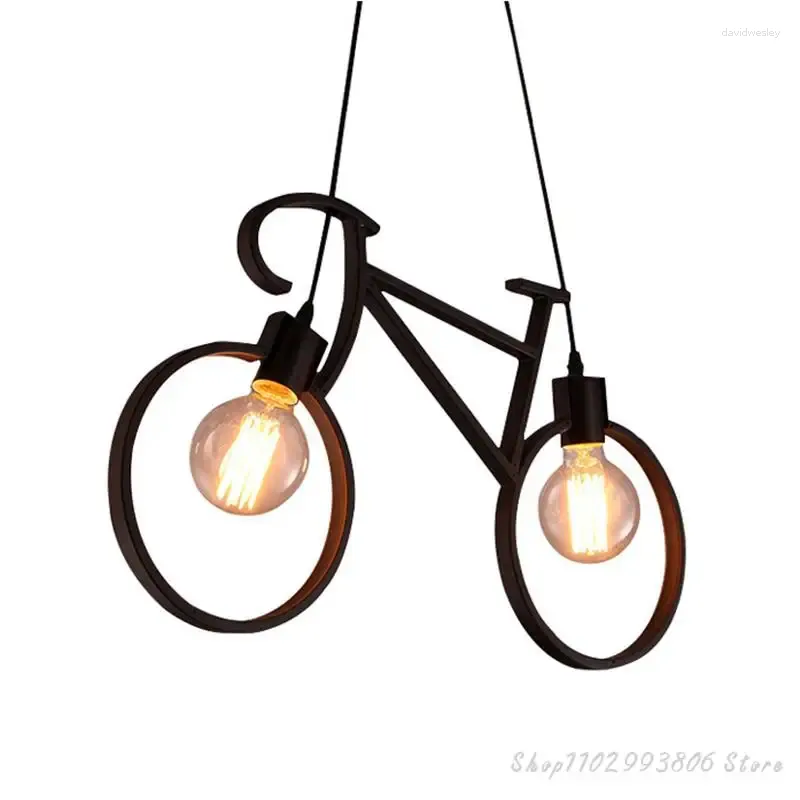 Lustres Vintage fer vélo forme LOFT blanc noir lustre chambre salon lampes