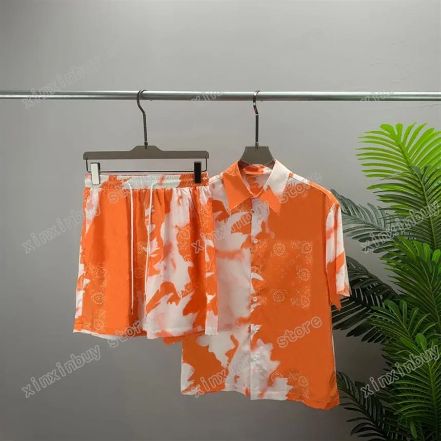 22SS män kvinnor designers t-shirts tee graffiti brev tryck kort ärm man besättning nacke paris mode streetwear orange xinxinbuy m227w