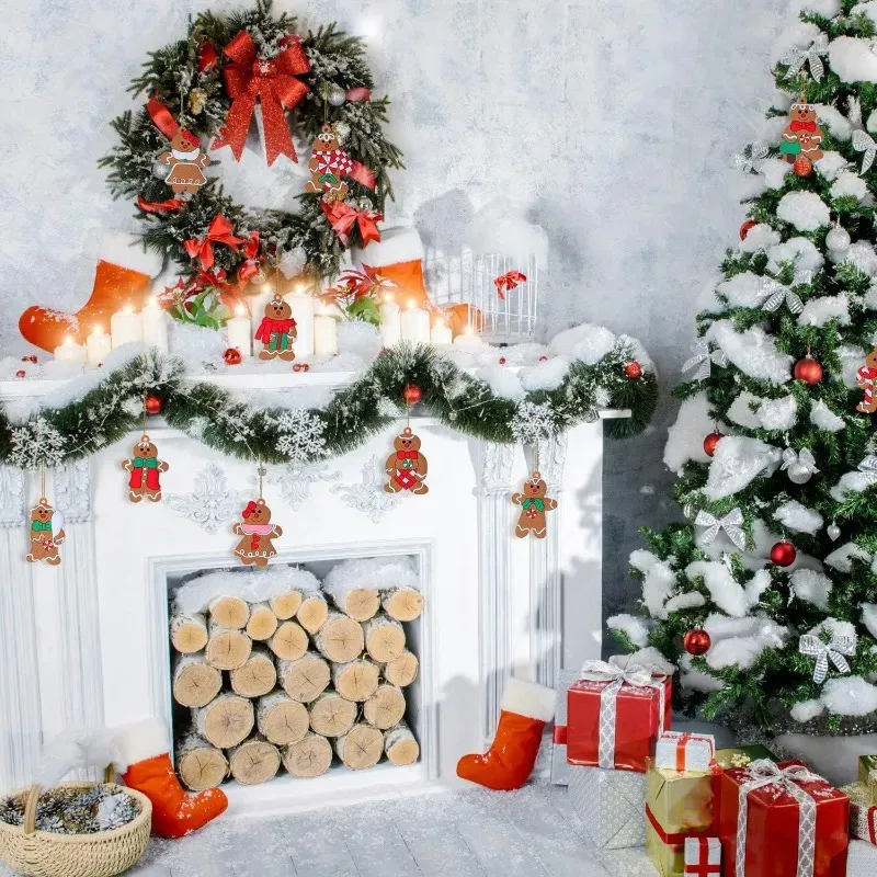 12 Ornements De Noël En Forme De Bonhomme En Pain D'épices - Décoration De Sapin Avec Cordon De Suspension