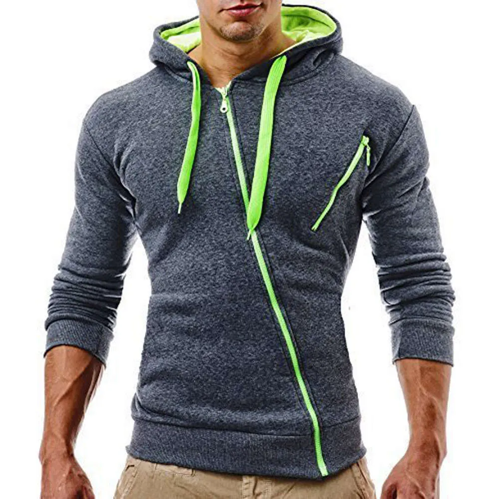 Mens Fleece Diagonal Zipper Lime Green Hoodie Casual Sports Sweater With Long Sleeved Cardigan Jacket And Loose Fit In Solid Colors From Alymall 19.42 DHgate.Com