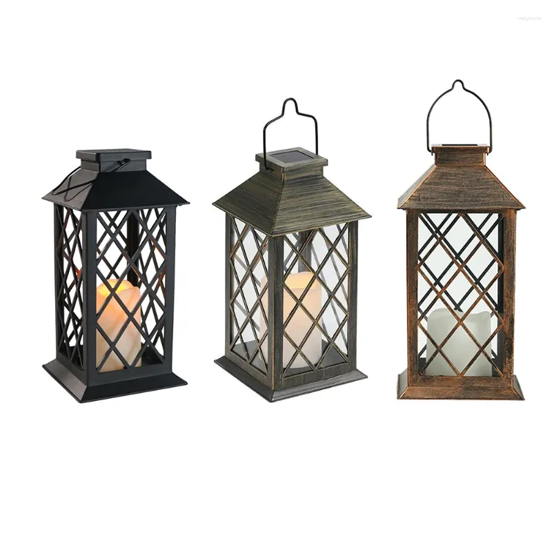 Utomhusdekoration Garden Metal Lantern Shape Solar Lights Stake Waterproof Landscape Accessories