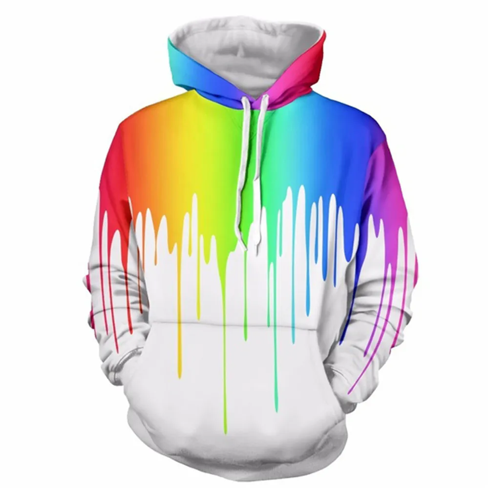 Op maat gemaakte hoodies sweatshirts 7 kleuren regenboogpigmentstroom Herentrui met capuchon Fashion Casual