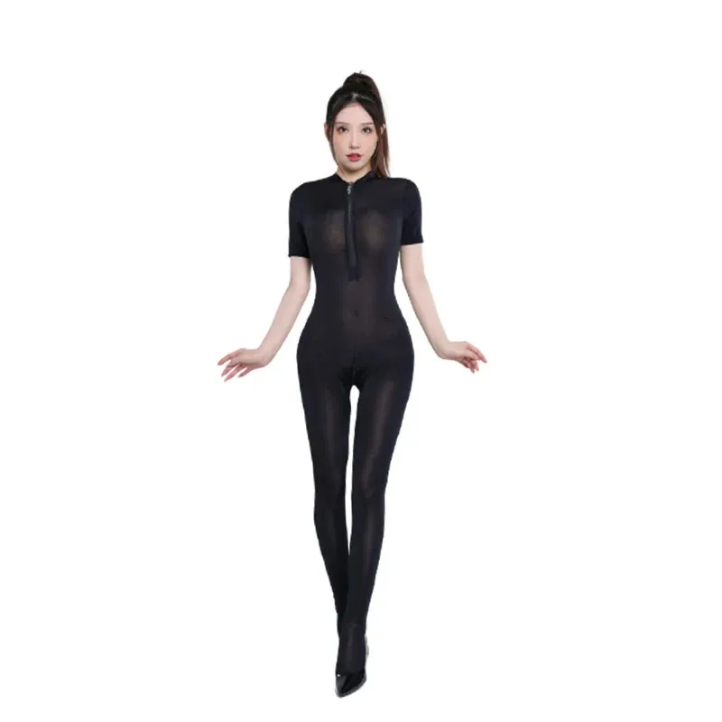 Set sexy Sexy con apertura sul cavallo Maglia trasparente Vedi attraverso Body porno erotico Ladies Teddies stretti Catsuit Calze per il corpo da donna Tuta Abiti sessuali 231027