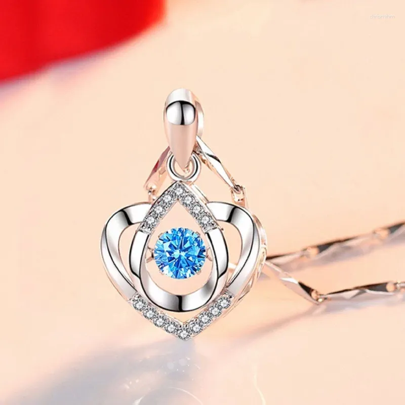 Wisiorki urok kryształowe serce woda upuszcza naszyjnik dla kobiet biżuteria modna 925 srebrne naszyjniki Dziewczyna Choker Akcesoria Księżniczka