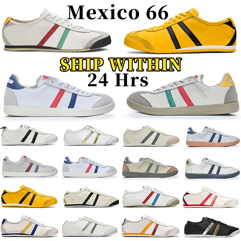 Designer running shoes men women Tiger Mexico 66 Leather Lace-up sneakers yellow black Navy Gum Sail Green Beige red Asic mens Outdoor sports casual trainers