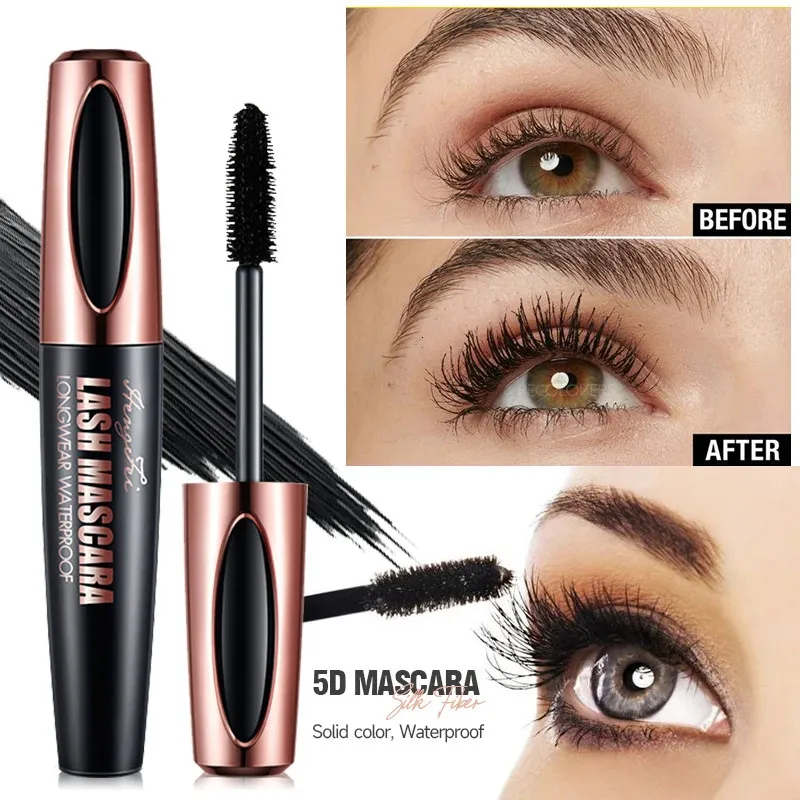 Mascara 4D Lengthening Waterproof Eyelashes Eye Black Volume With Silk Fibers Brush Eyelash Makeup Tool Cosmetics 231027