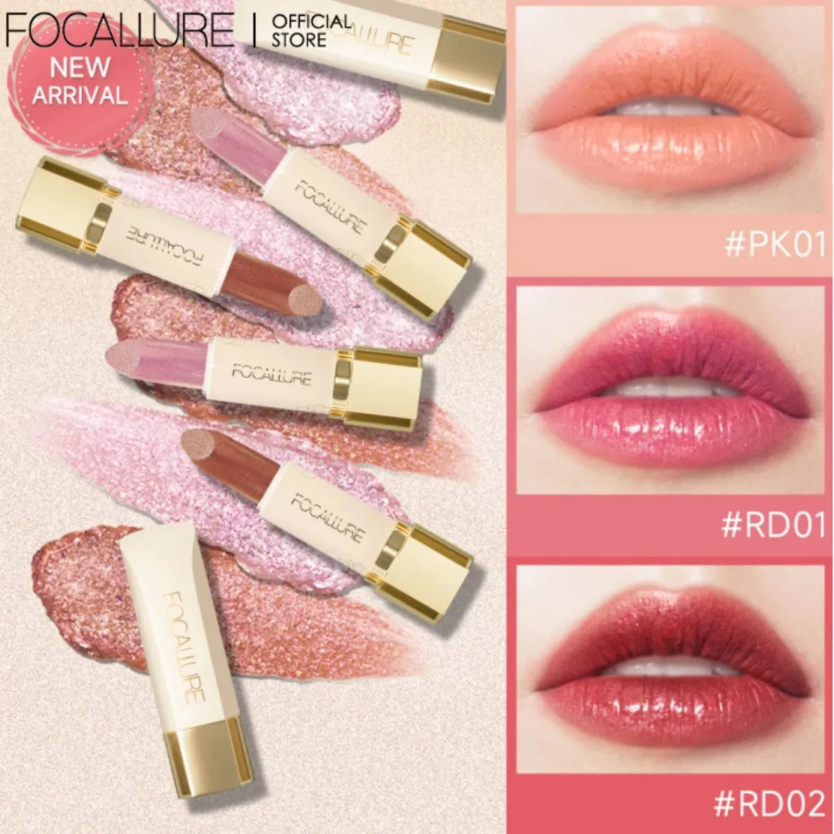 Lipstick Focallure Diamond Shiny fuktgivande långvarig 13 färger Läppglans Glitter Shimmer Blam Lips Makeup Cosmetics 231027