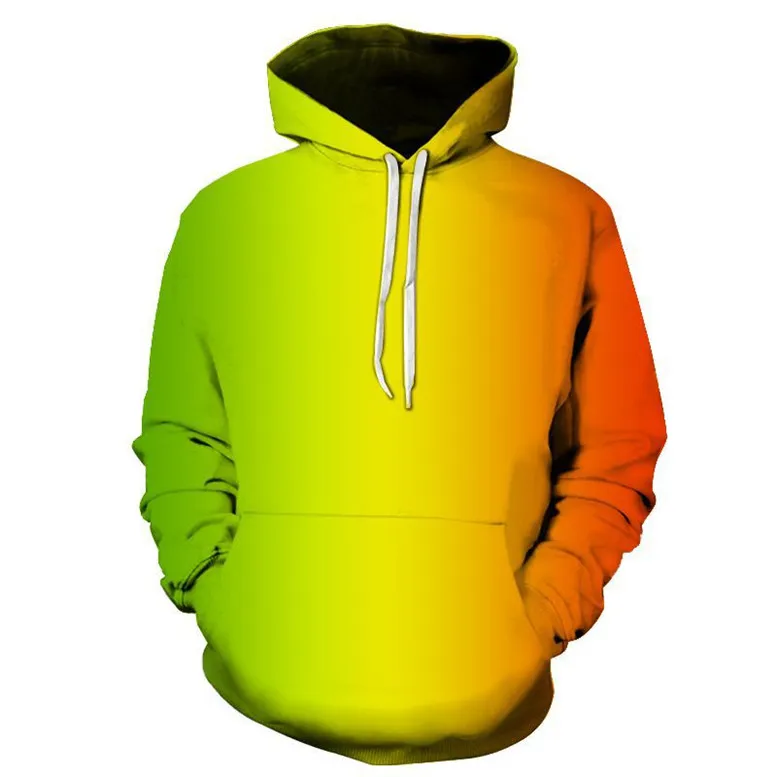 Op maat gemaakte hoodies sweatshirts Groen geel oranje gradiënt trui met capuchon Fashion Casual