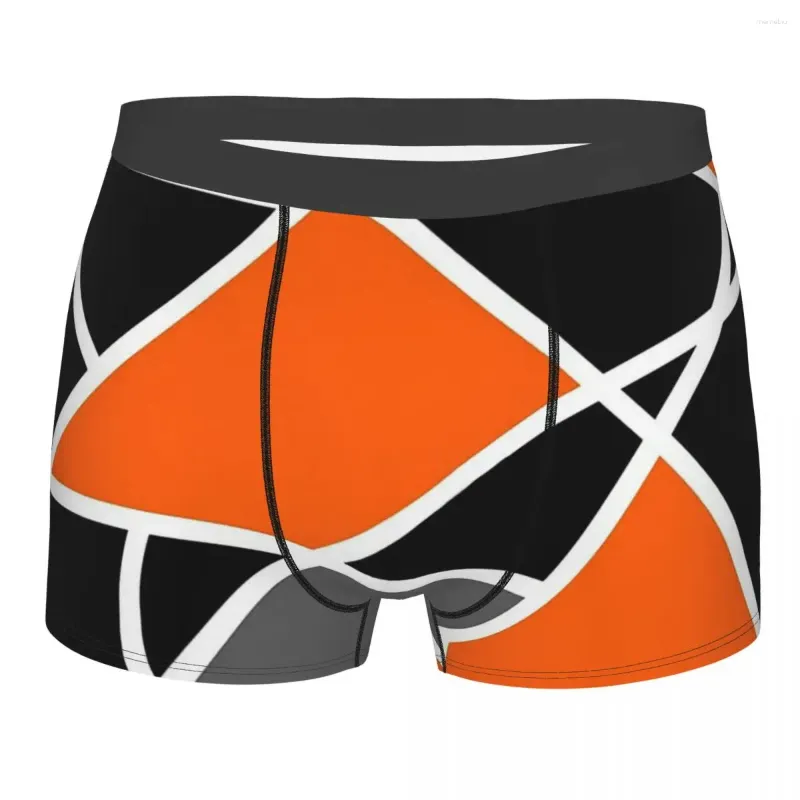 Cuecas modernas padrão laranja padrões geométricos calcinha de algodão cueca masculina impressão shorts boxer briefs