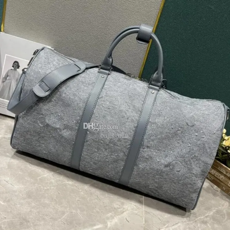 Designer Luggage Bag Top Real Shot 50CM Duffle Bag Men Ladies Handbag Letter Pattern Embossed Faded Denim Large Capacity Luxury Classic Men Travel Bag