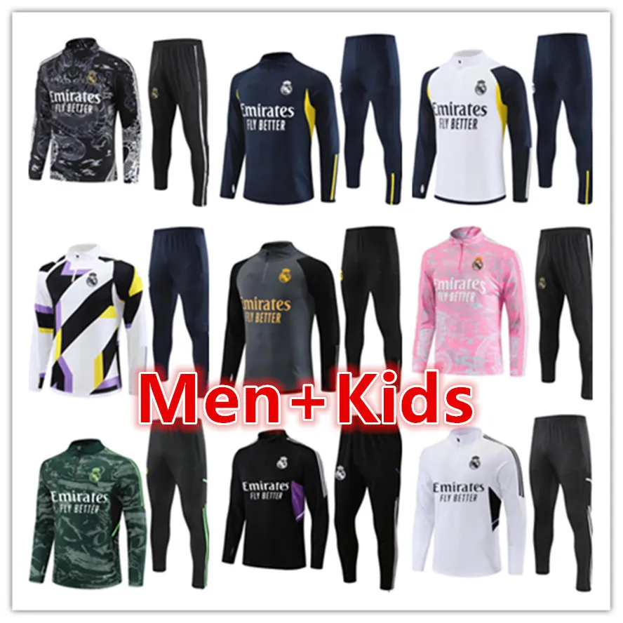 2023 2024 Real Madrids Tracksuit Soccer Training Suit Bellingham 22 23 24 Real Madrides Men and Kids Football Tracks Set Sportswear Chandal Futbol Survetement