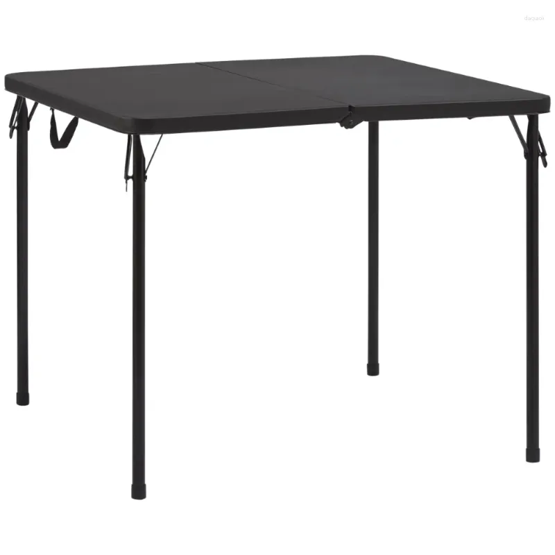 Camp Furniture OUZEY Table pliante carrée en résine de 34 po, pliable en deux, noir riche, pour l'extérieur