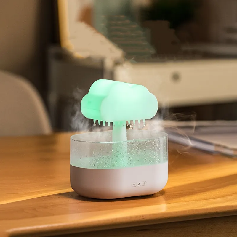 White noise rain humidifier Ultrasonic humidifier colorful mushroom cloud cloud rain drop night light Aromatherapy machine