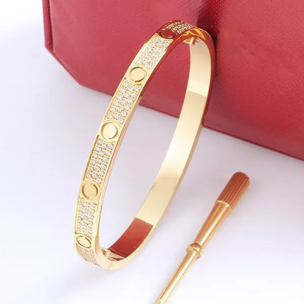 Bracelet de diamant complet Designer Bangel pour femmes hommes bijoux de luxe titane acier charme manchette argent rose amour bracelets hommes femmes bracelets bracelets taille 16-19