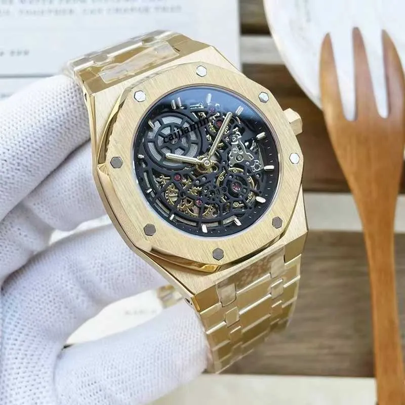 Ap Horloge Heren Zwart Skeleton Heren Automatische Mechanische Heren Horloges 42mm Diver Sport Stalen Band Beweging Horloge Montre De Luxe