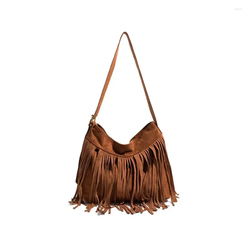 Evening Bags Summer Bohemian Fringe Bag For Girls Suede Vintage Spice Shoulder Crossbody Soild Color Travel Purse And Handbags Bolsas