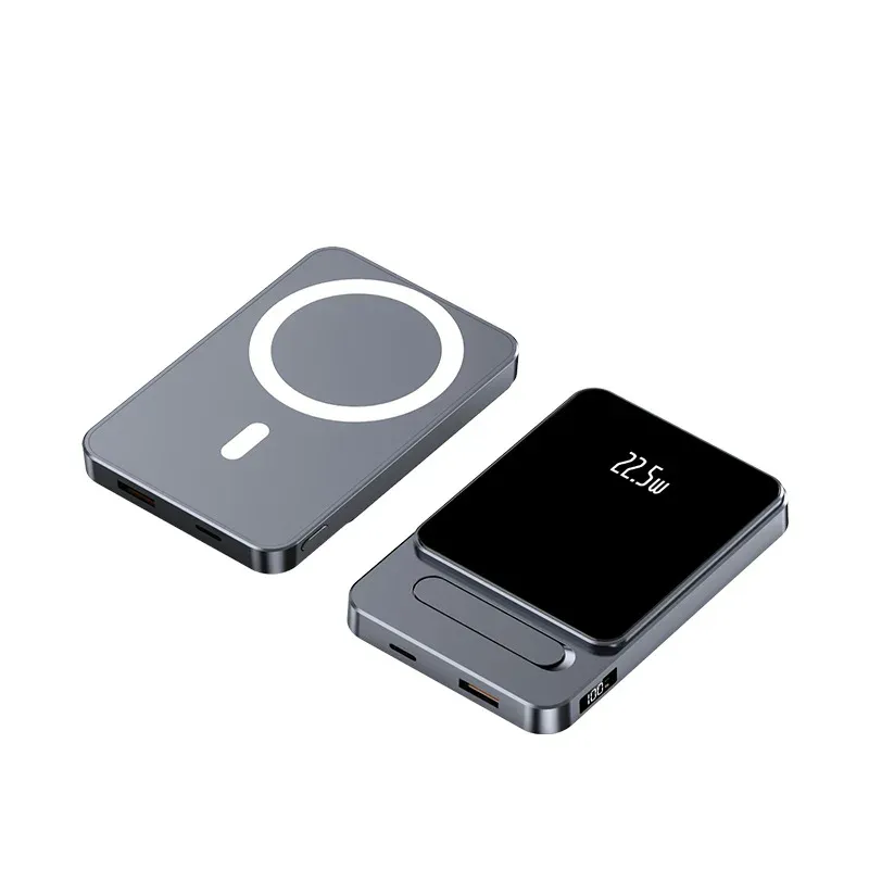 Nuovo caricatore rapido wireless portatile Powerbank magnetico con supporto per telefono per iPhone 12 13 14 Batteria esterna di ricambio