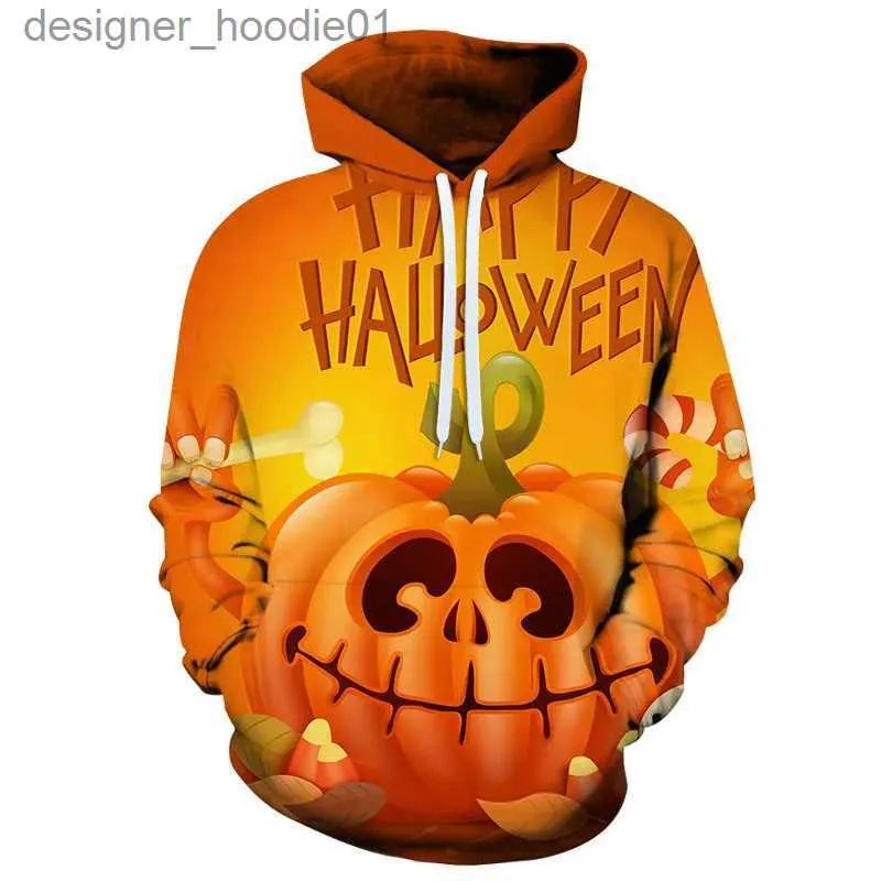 Heren Hoodies Sweatshirts Nieuwe Halloween Evil Pompoen Hoofd 3D Print Hoodie Mannen en Vrouwen Mode Casual Capuchon Harajuku Straat tops L231027