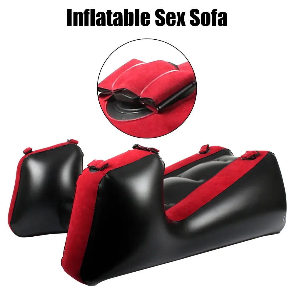 Bondage Adult Games Sex Furniture Aid With Straps Sex Tools For Couples Women Flocking PVC Sex Chair Bed Inflatable Split Leg Sofa Mat 231027