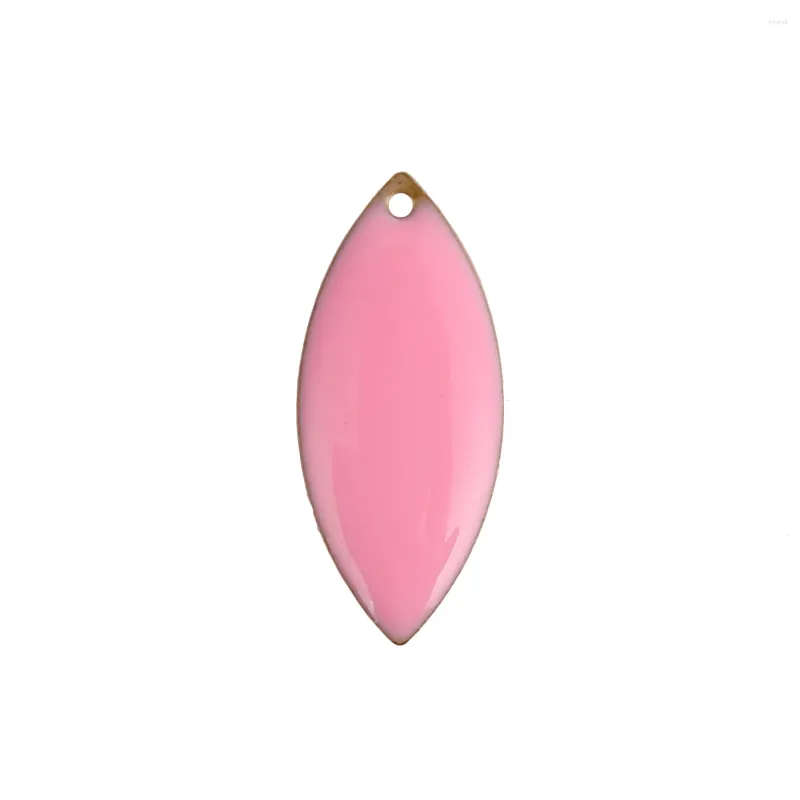 Pendant Necklaces Copper Enamelled Sequins Charms Marquise Unplated Pink Enamel Leaf Ellipse Charm For Women DIY Earrings Necklace 10 PCs