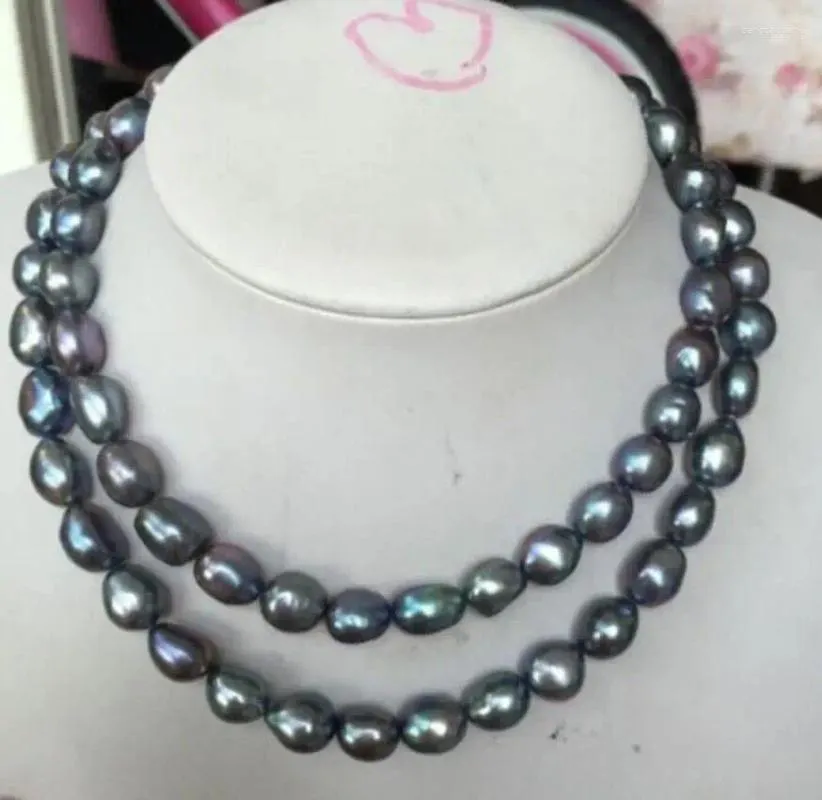 Chains Fashion Jewelry Charming 12-13mm Natural Cultured Black Blue Freshwater Pearl Necklace 17inch18inch