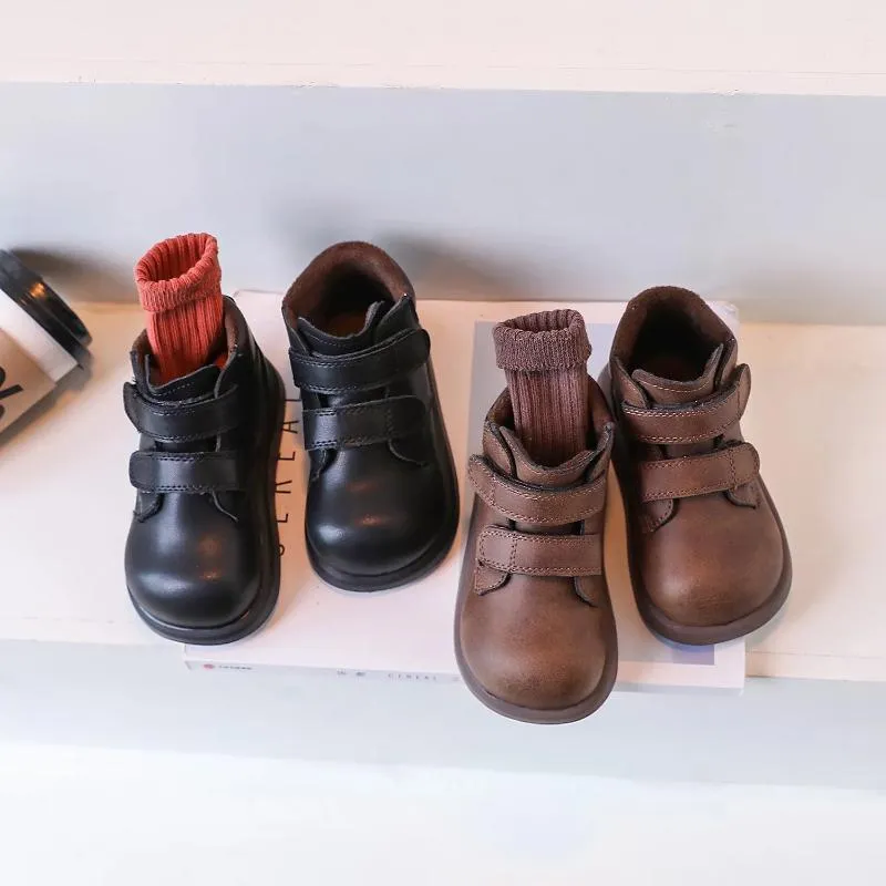 Barefoot Leather Boots Wide Toe Box Ankle Boots for Baby Toddler