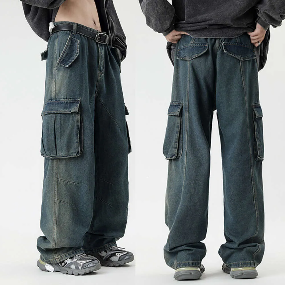 Men's Baggy Denim Jeans Wide Leg, Loose Fit, Streetwear Cargo Pants, Kpop  Style, Trendy Hip Hop Trousers New Arrival! - Main Image